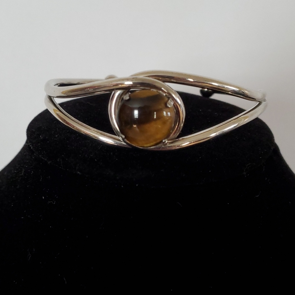 Tiger's eye gemstone silver bracelet